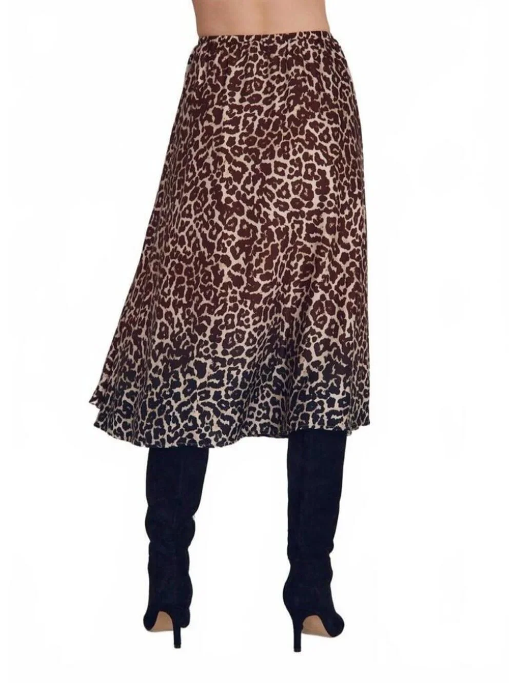 NWT Womens Bella Dahl Brown Beige (Item- 308) Rayon Silk Ombre Leopard Skirt S